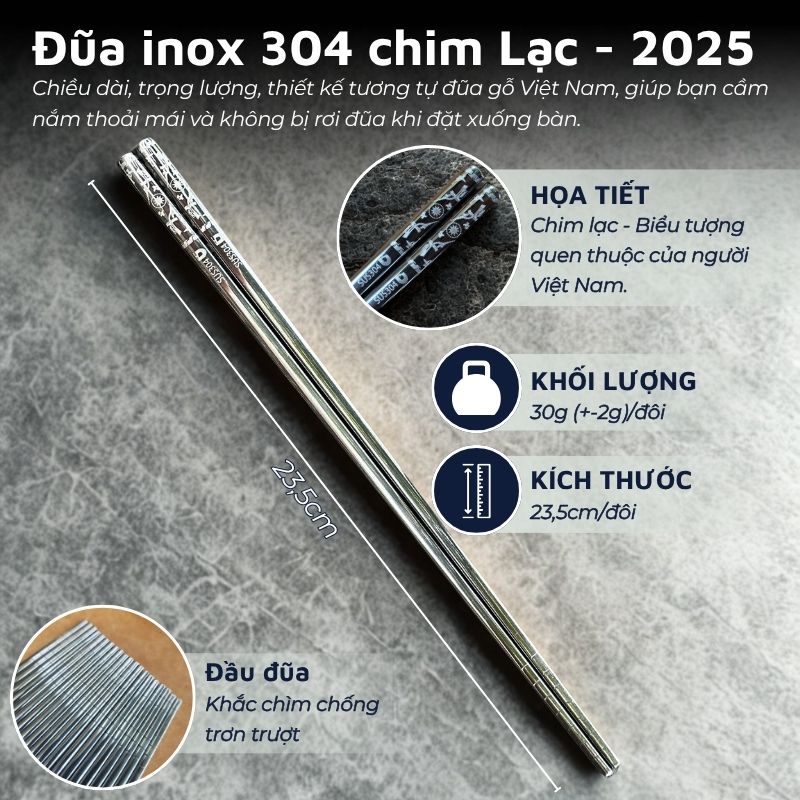 ĐŨA Inox 304 DandiHome chống trơn trượt