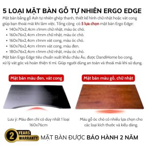 Các loại mặt bàn gỗ tự nhiên Ergo Edge