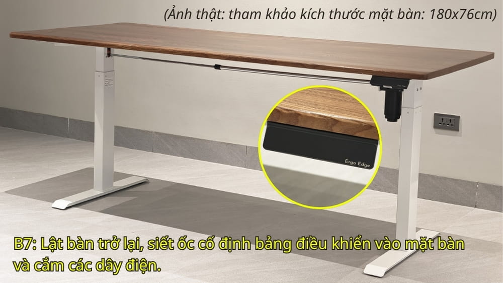 Bước 6: Lật bàn, cố định cục nguồn và bảng điều khiển, cắm các dây điện => Hoàn thành