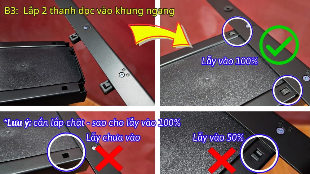 Bước 3: lắp khung dọc