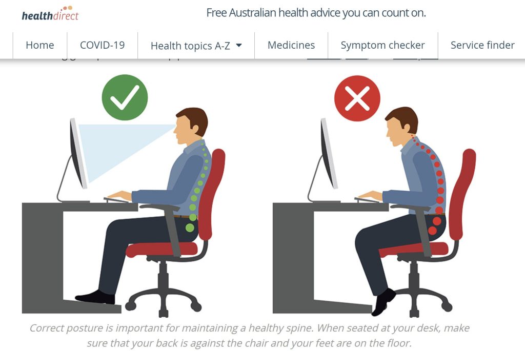 Healthdirect hướng dẫn rất chi tiết cách bạn nên ngồi thế nào cho đúng.