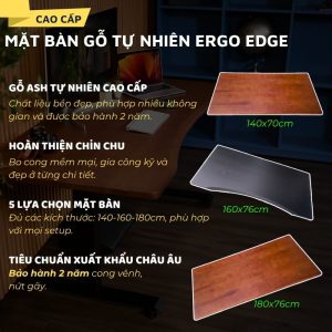 Mặt bàn gỗ Ash tự nhiên Ergo Edge hoàn thiện chỉn chu