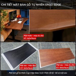 Chi tiết bo cong và hoàn thiện mặt bàn gỗ tự nhiên Ergo Edge