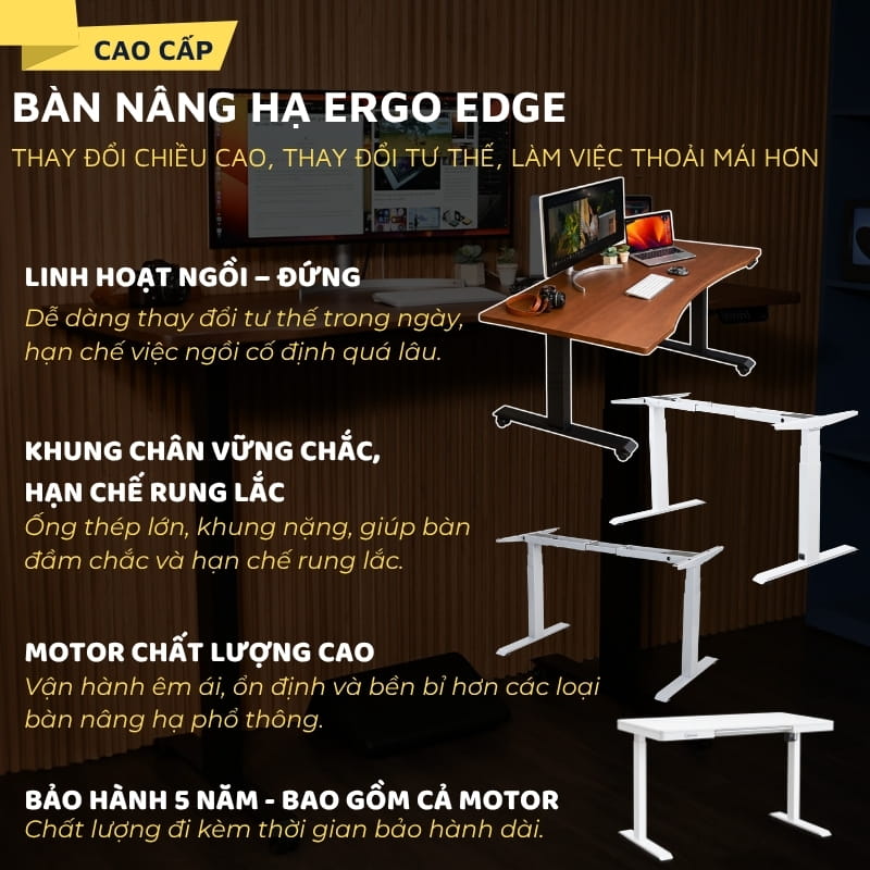 Bàn nâng hạ Ergo Edge với nhiều lựa chọn chân bàn