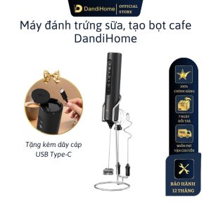 Máy tạo bọt sữa, đánh trứng cầm tay DandiHome sạc USB Type-C, kèm 3 đầu khuấy và chân đế