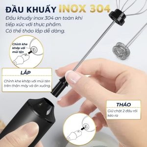 Đầu khuấy inox 304 của máy DandiHome tháo lắp bằng khớp nối tiện lợi